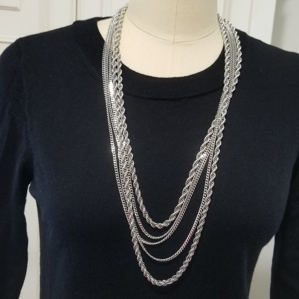 Monet silver multi chain necklace